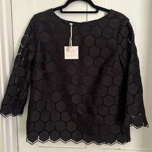 Talbots.  Black geo shape top.  3/4 sleeve. New with tags. Medium.